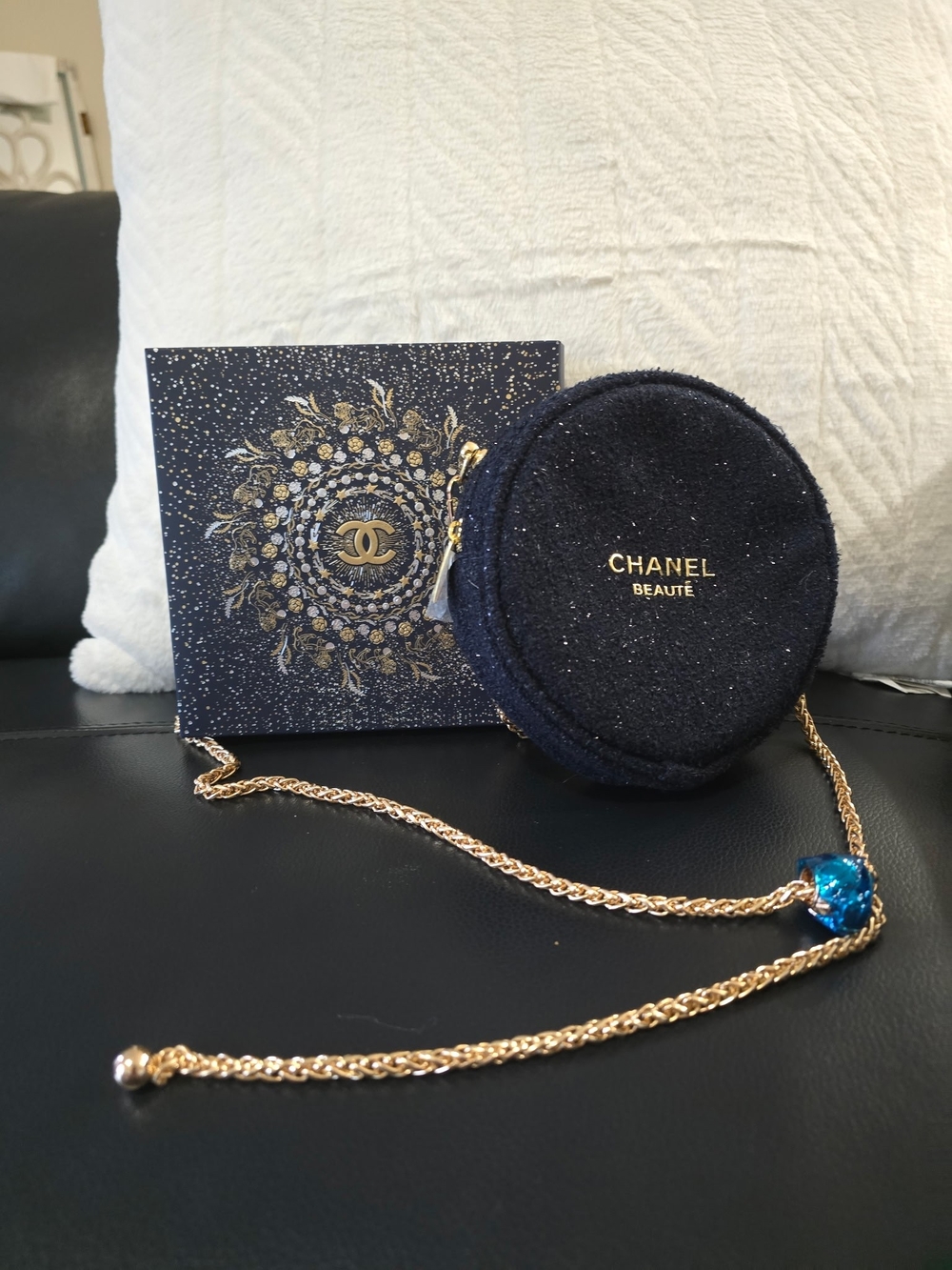 CHANEL Beauté Navy Sparkle Round Crossbody Bag
